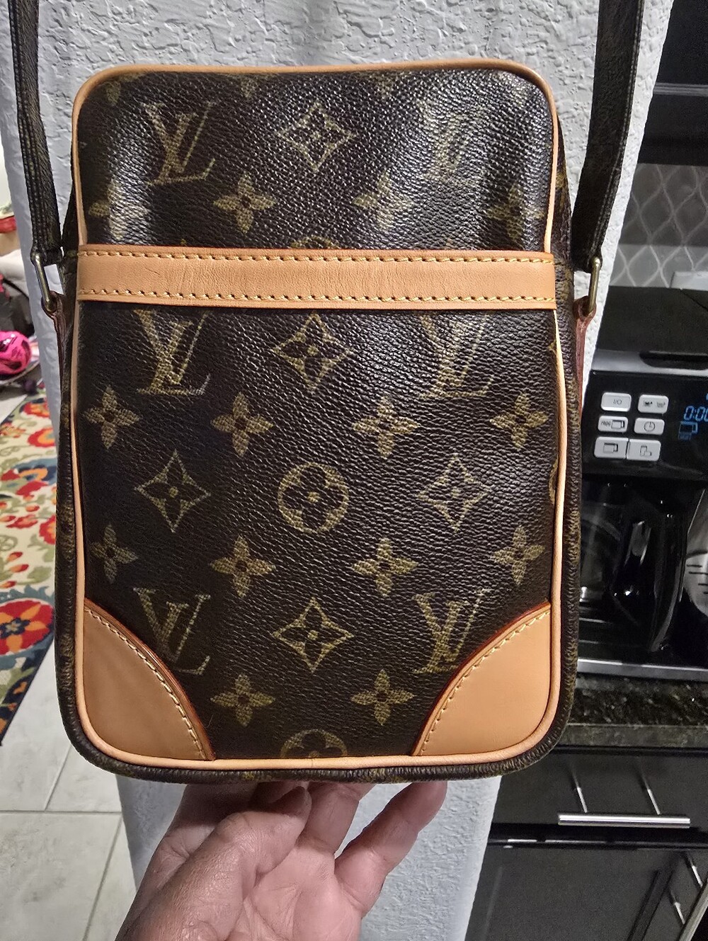 Louis Vuitton Danube Monogram Messenger Bag in Brown and Tan